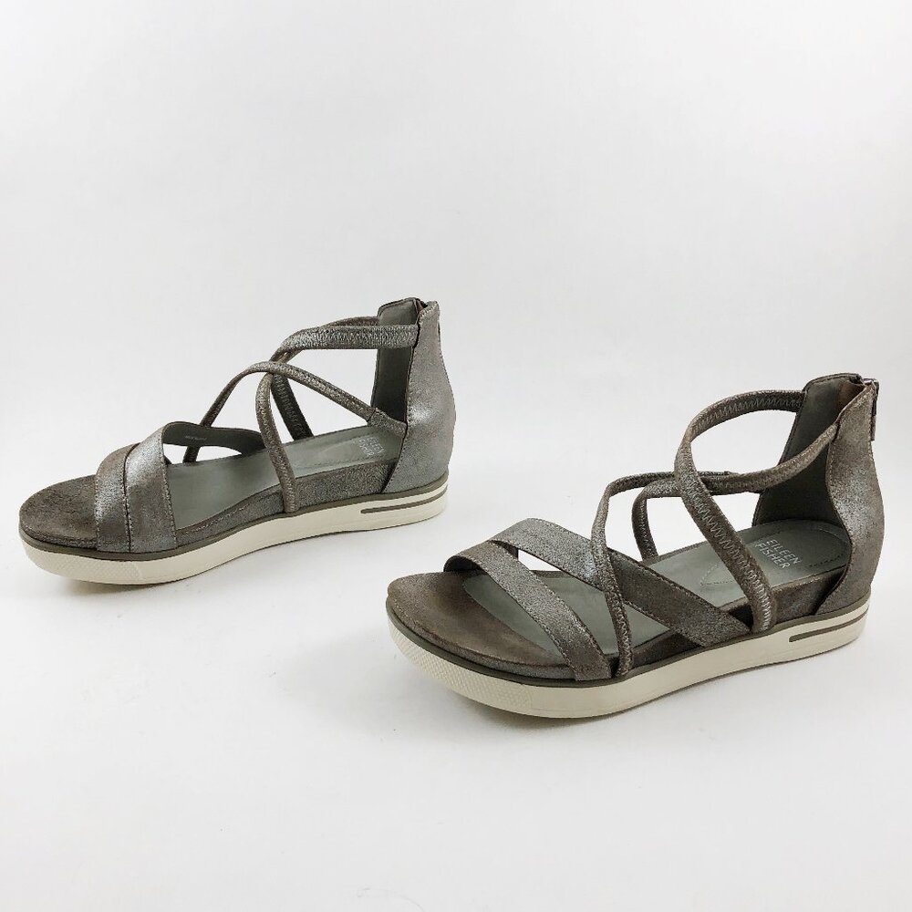 EILEEN FISHER Skip Strappy Sandal in Mica Suede 7 - Picture 5 of 10